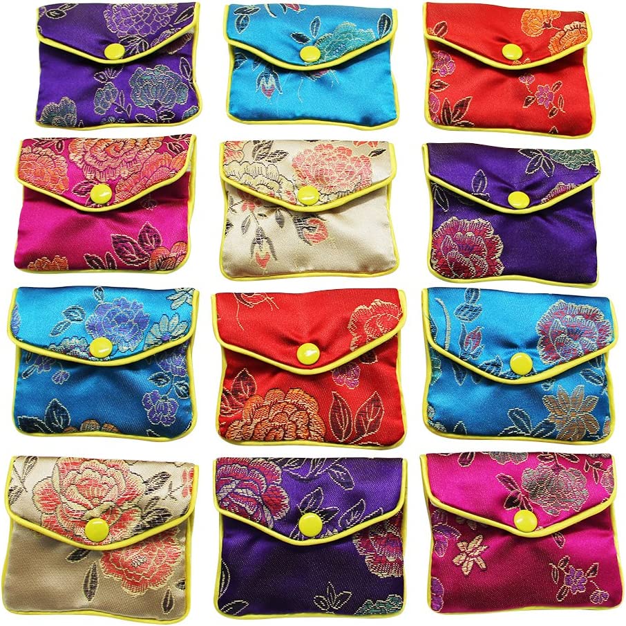 230816045234958_1 MorTime Jewellery Jewelry Silk Purse Pouch Gift Bags, Multiple Colors, Pack of 12 (Small) - Image 1